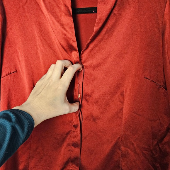 Lafayette 148 Petite Rust Red Silk Blouse Womens Size 8 - Picture 3 of 6